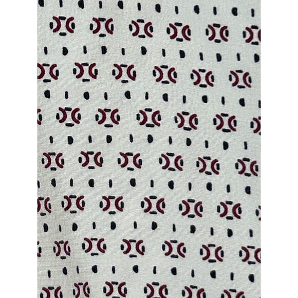 Vintage Double Red Horse Button Up 15 1/2 Cream Red Print 100% Pure Silk - Picture 7 of 9